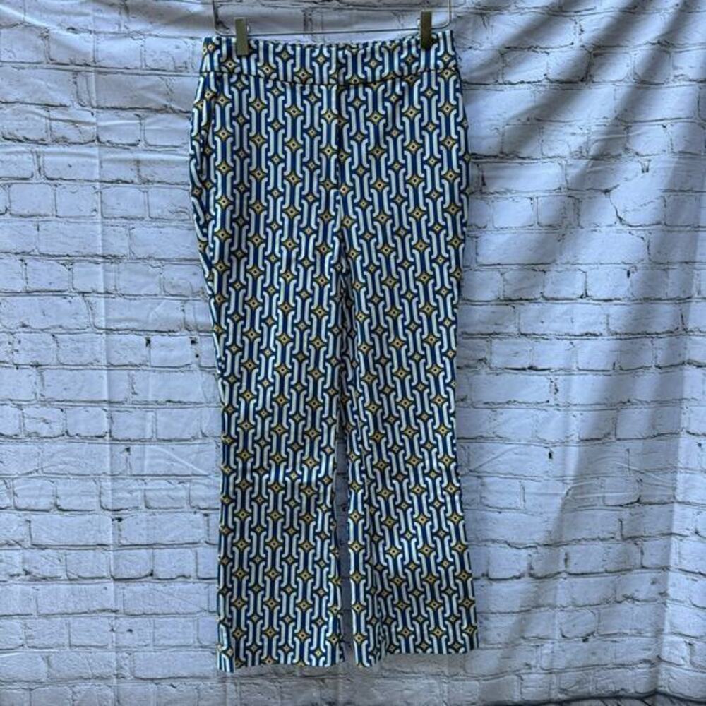 Boden Pants Cropped Flared Sapphire, Azure Geo US‎ Size 6 R Geometric Flare - Picture 2 of 9